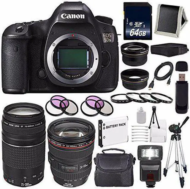 Alt view image 2 of 2 - Canon EOS 5DS DSLR Camera (International Model) 0581C002 + Canon EF 24-105mm Lens + Canon EF 75-300 III Bundle
