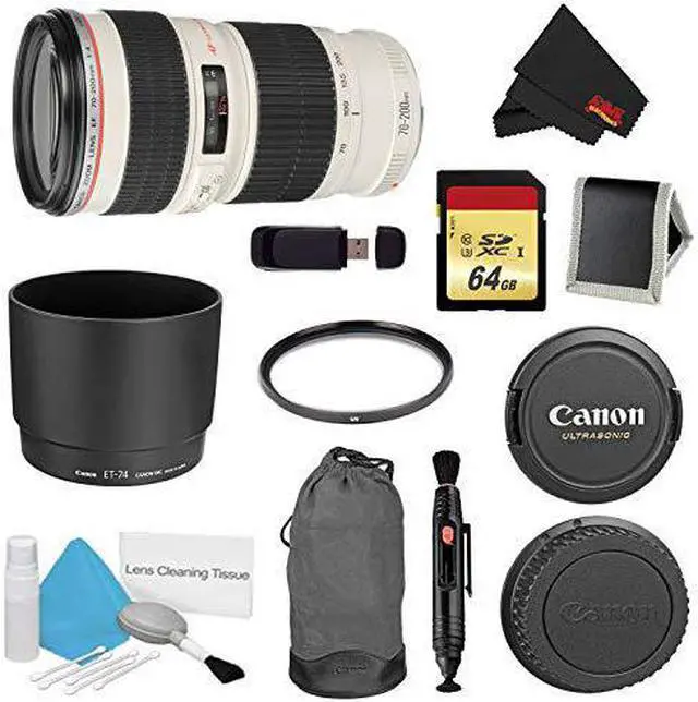 Alt view image 4 of 4 - Canon EF 70-200mm f/4L USM Lens Bundle w/ 64GB Memory Card + Accessories UV Filter (International Model)