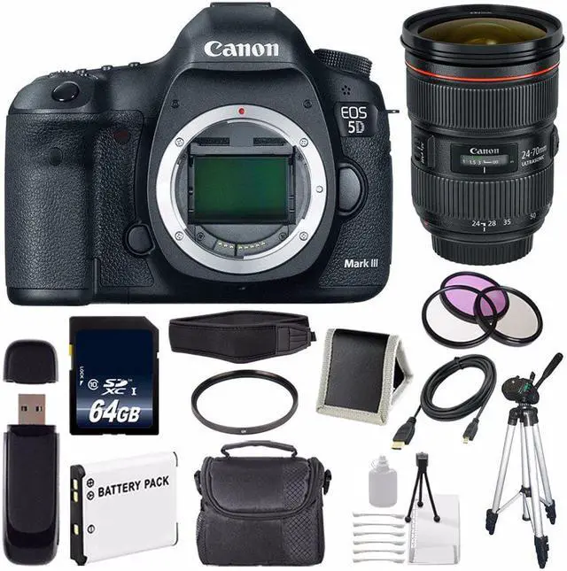 Main image of Canon EOD 5D III Digital Camera International Model + Canon EF 24-70mm f/2.8L II USM Lens + 64GB Card Bundle
