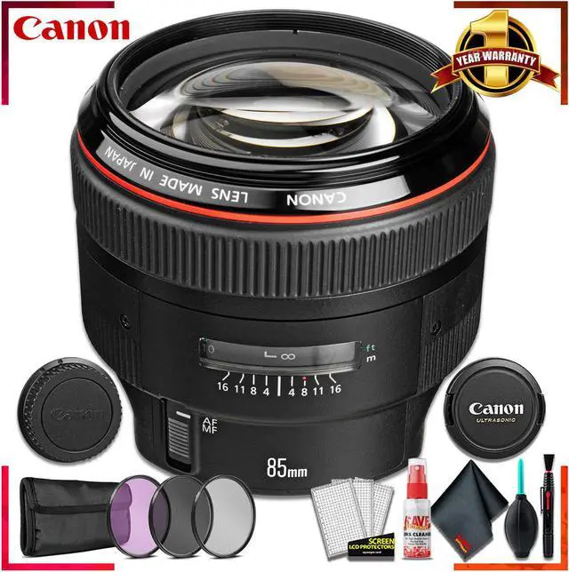 Main image of Canon EF 85MM F/1.2 L USM II Camera Lens (Intl Model) + 3 Pcs Filter Kit + Cleaning Kit