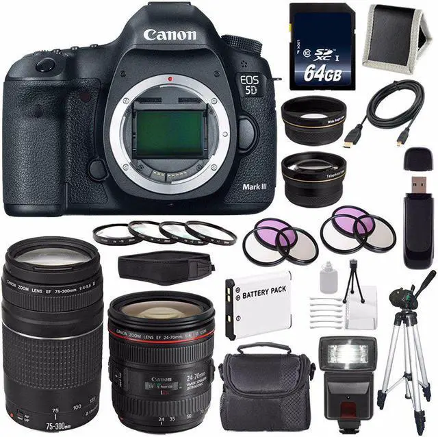Main image of Canon EOD 5D III Digital Camera International Model + Canon EF 24-70mm f/4L IS USM Lens + 64GB SDXC Card Bundle