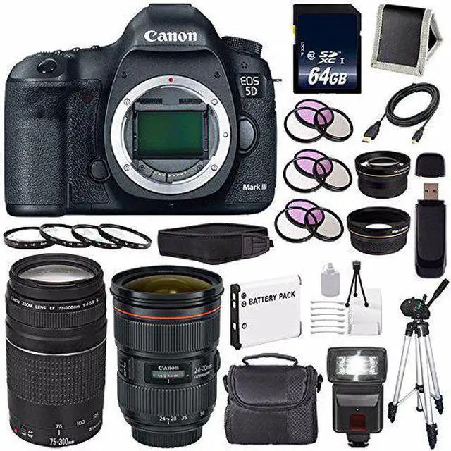Alt view image 2 of 2 - Canon EOD 5D III Digital Camera International Model + Canon EF 24-70mm f/2.8L II USM Lens + 64GB SDXC Card Bundle