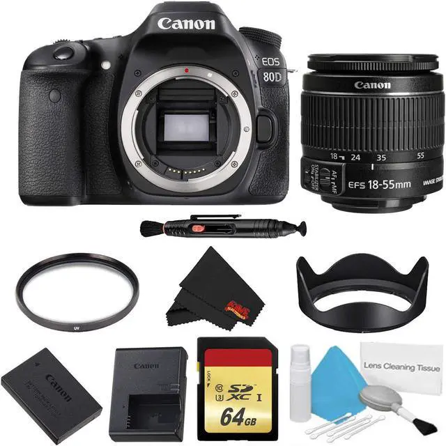 Main image of Canon EOS 80D DSLR Camera Body Only Basic Filter w/ Memory Bundle (Intl Model)