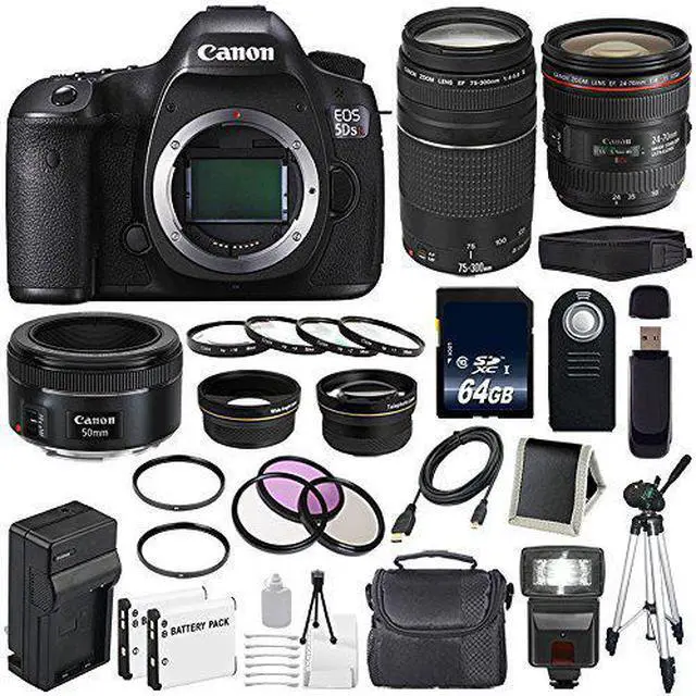 Alt view image 2 of 2 - Canon EOS 5DS R DSLR Camera (International Model) 0582C002 + EF 24-70mm f/4L IS USM Lens + EF 75-300 III Bundle