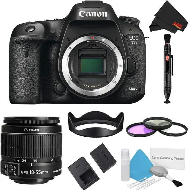Main image of Canon EOS 7D Mark II DSLR Camera Body Only 3 Piece Filter Bundle w/ 18-55mm Lens (International Model)
