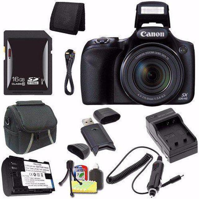 Canon PowerShot SX530 HS 16MP Wi-Fi Digital Camera Black + Top Accessory  Kit and Additional Battery 