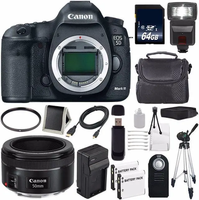 Main image of Canon EOD 5D III Digital Camera International Model + Canon EF 50mm f/1.8 STM Lens + 64GB Class 10 Card Bundle