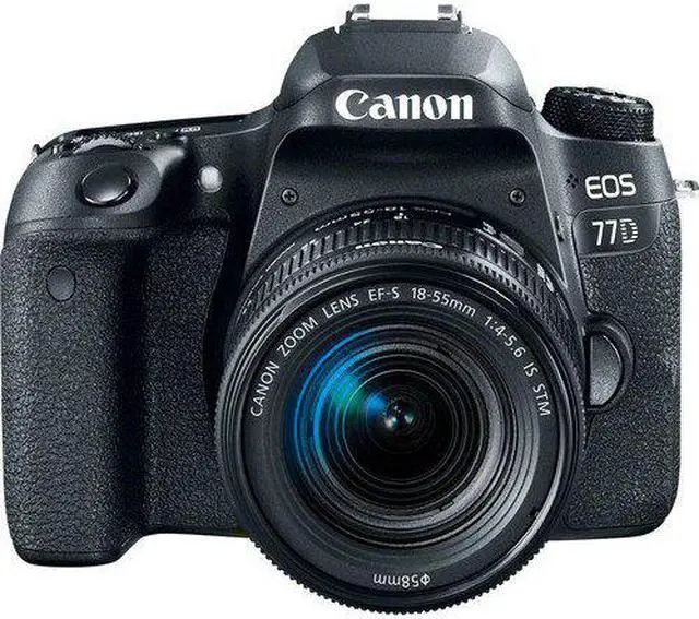 Alt view image 2 of 4 - Canon EOS 77D DSLR Camera with 18-55mm Lens (International Model) (1892C016) W/Bag, Extra Battery, LED Light, Mic, Filte