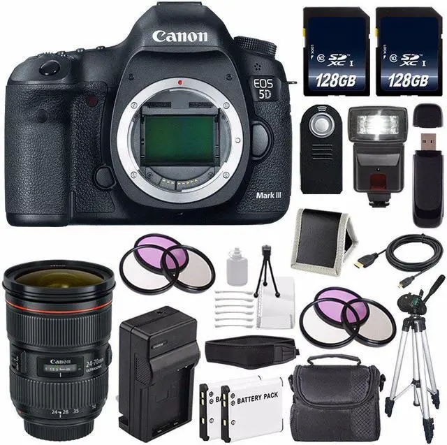 Main image of Canon EOD 5D III Digital Camera International Model + Canon EF 24-70mm f/2.8L II USM Lens + 128GB Card Bundle
