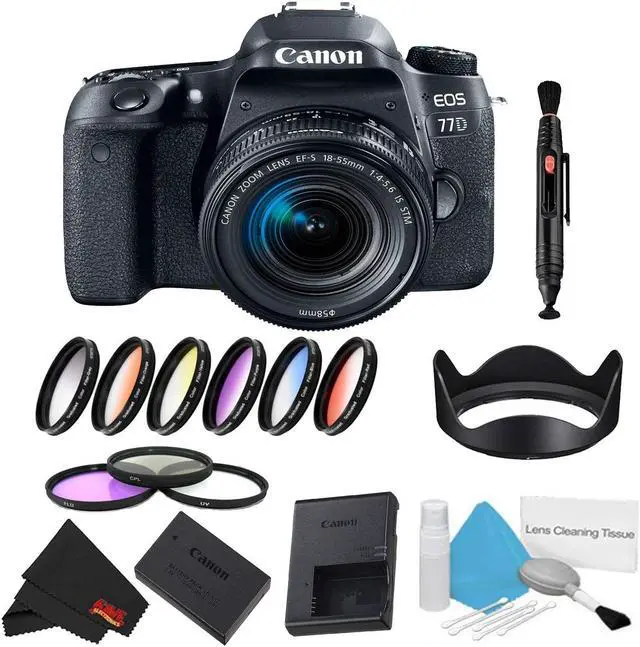 Main image of Canon EOS 77D DSLR Camera with 18-55mm Lens Bundle w/ 9 Piece Filter Kit (Intl Model)
