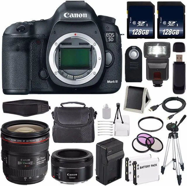 Main image of Canon EOD 5D III Digital Camera International Model + Canon EF 24-70mm f/4L IS USM Lens + 128GB SDXC Card Bundle