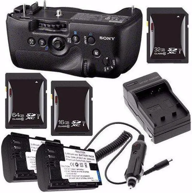 Main image of Sony Vertical Battery Grip for Alpha A99 DSLR Camera + NP-FM500H Battery + External Charger + 16GB SDHC Card + 32GB SDHC Card + 64GB SDXC Card Saver Bundle