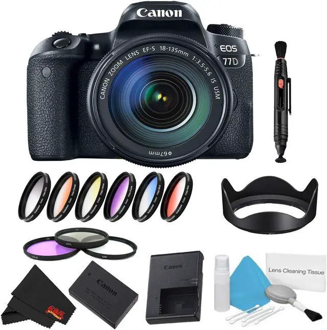 Main image of Canon EOS 77D DSLR Camera with 18-135mm Lens Bundle w/ 9 Piece Filter Kit (Intl Model)