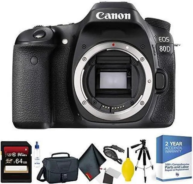Alt view image 2 of 3 - Canon EOS 80D DSLR Camera (Body Only) + 64GB Memory Card + Mega Accessory Kit + 2 Year Accidental Warranty