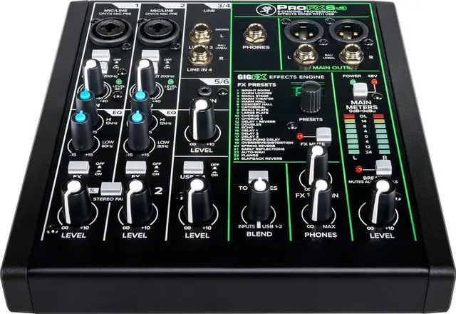Alt view image 14 of 20 - Mackie ProFX Series, 6 Mixer - Unpowered, 6-Channel w/USB (ProFX6v3)