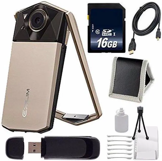 Alt view image 2 of 3 - Casio Exilim EX-TR70 Selfie Digital Camera (Gold) (International Version)  + Micro HDMI Cable + SD Card USB Reader + Memory Card Wallet + 16GB SDHC Class 10 Memory Card Bundle