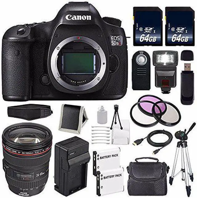 Alt view image 2 of 2 - Canon EOS 5DS R DSLR Camera (International Model ) 0582C002 + Canon EF 24-105mm f/4L IS USM Lens + LP-E6 Battery + External Rapid Charger + 64GB SDXC Class 10 Memory Card Bundle
