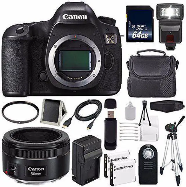 Alt view image 2 of 2 - Canon EOS 5DS DSLR Camera (International Model) 0581C002 + EF 50mm f/1.8 STM Lens + 64GB Class 10 Memory Card Bundle