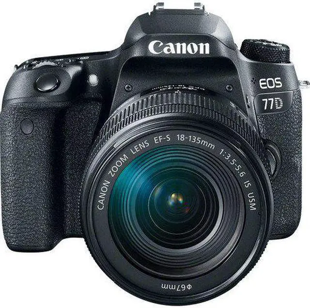 Alt view image 3 of 4 - Canon EOS 77D DSLR Camera with 18-135mm USM Lens (International Model) (1892C002) W/Bag, Extra Battery, LED Light, Mic,