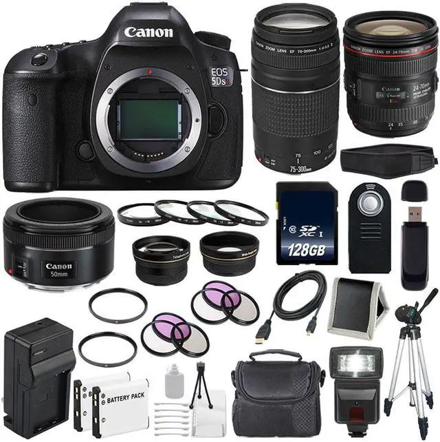 Main image of Canon EOS 5DS R DSLR Camera (International Model) 0582C002 + Canon EF 24-70mm f/4L IS USM Lens + EF 75-300 Bundle