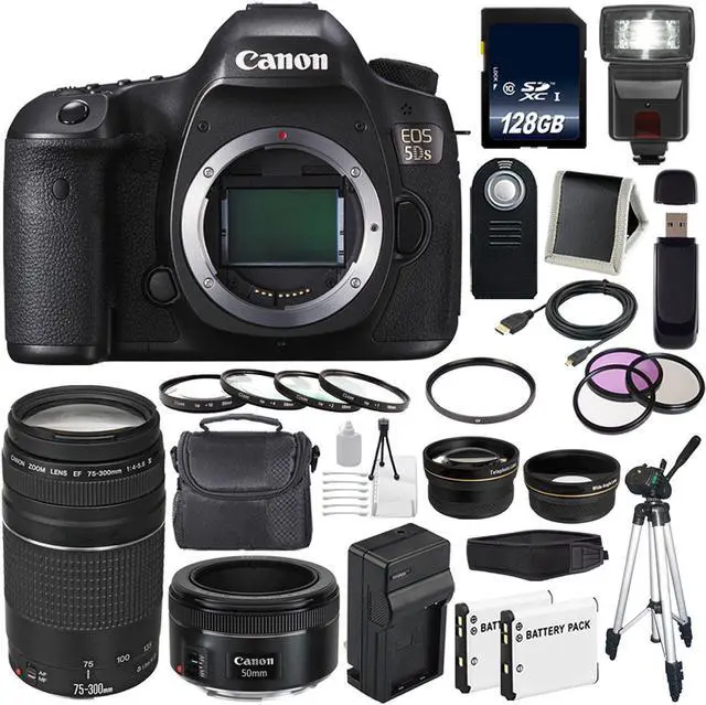 Main image of Canon EOS 5DS DSLR Camera (International Model) (0581C002) + EF 75-300 III+ EF 50mm f/1.8 STM Lens Bundle