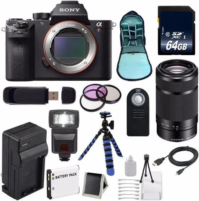 Main image of Sony Alpha a7R II Mirrorless Digital Camera (International Model ) + Sony E 55-210mm f/4.5-6.3 OSS E-Mount Lens (Black) + 49mm 3 Piece Filter Kit 6AVE Bundle 108