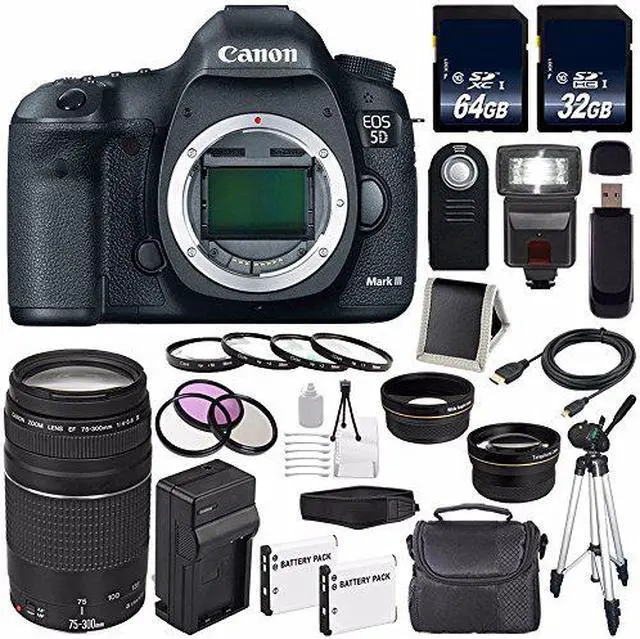 Alt view image 2 of 2 - Canon EOD 5D III Digital Camera International Model + Canon EF 75-300 III + 32GB SDHC Card Bundle