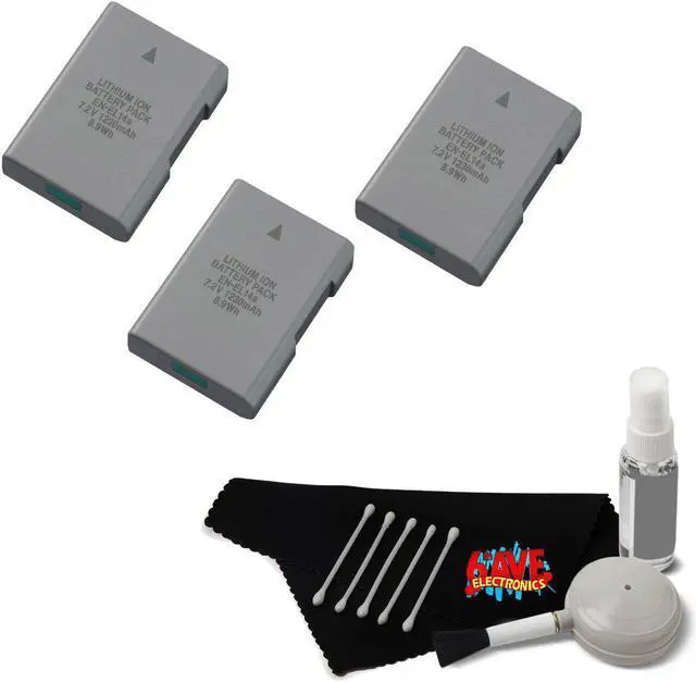 Main image of (3) EN-EL14A Rechargeable Li-Ion Battery + MicroFiber Cloth + Deluxe Cleaning Kit