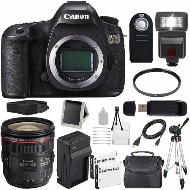 Main image of Canon EOS 5DS DSLR Camera (International Model) 0581C002 + Canon EF 24-70mm f/4L IS USM Lens + LP-E6 Battery Bundle