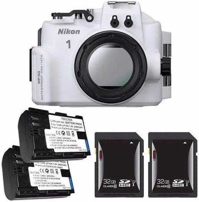 Alt view image 2 of 3 - Nikon WP-N3 Waterproof Housing for Nikon 1 J4 or S2 Camera and NIKKOR 11-27.5mm or 10-30mm Lens + EN-EL22 Battery + 32GB SDHC Card Saver Bundle
