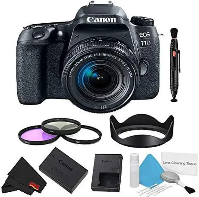 Alt view image 4 of 4 - Canon EOS 77D DSLR Camera with 18-55mm Lens Bundle w/ 3 Piece Filter Kit (Intl Model)