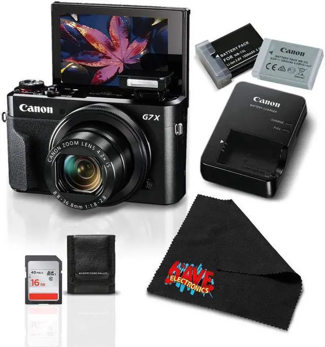 Main image of Canon PowerShot G7 X Mark II Digital Camera 1066C001 (International Model) + NB-13L Replacement Lithium Ion Battery + 16GB SDHC Class 10 Memory Card + Carrying Case + Deluxe Cleaning Kit Bundle