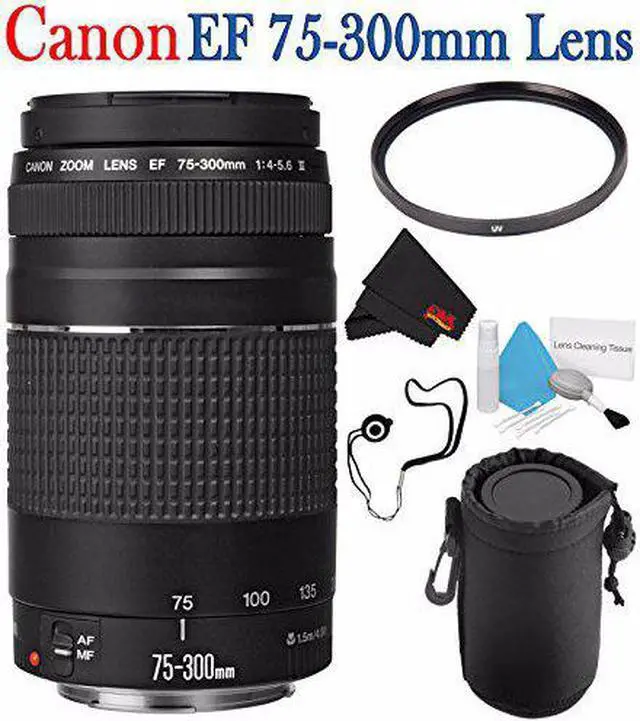 Alt view image 2 of 3 - 6Ave Canon EF 75-300mm f/4-5.6 III Telephoto Zoom Lens 6473A003 + 58mm UV Filter + Lens Cap Keeper + Deluxe Lens Pouch +