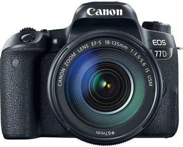 Alt view image 4 of 4 - Canon EOS 77D DSLR Camera with 18-135mm USM Lens (International Model) (1892C002) W/Bag, Extra Battery, LED Light, Mic,