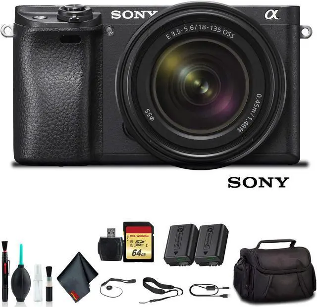 Main image of Sony Alpha a6500 Mirrorless Camera with 18-135mm Lens ILCE-6500M/B With Soft Bag, Additional Battery, 64GB Memory Card, Card Reader , Plus Essential Accessories