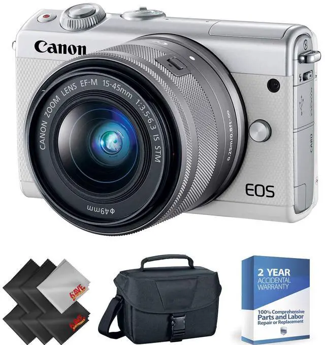 Alt view image 3 of 3 - Canon EOS M100 Mirrorless Digital Camera with 15-45mm Lens (White) + 2 Year Accidental Warranty