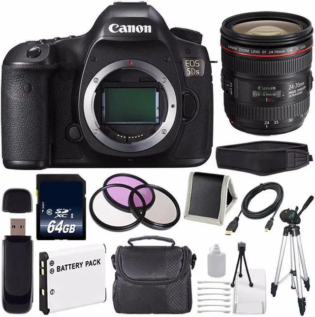 Main image of Canon EOS 5DS DSLR Camera (International Model) 0581C002 + Canon EF 24-70mm f/4L IS USM Lens Bundle