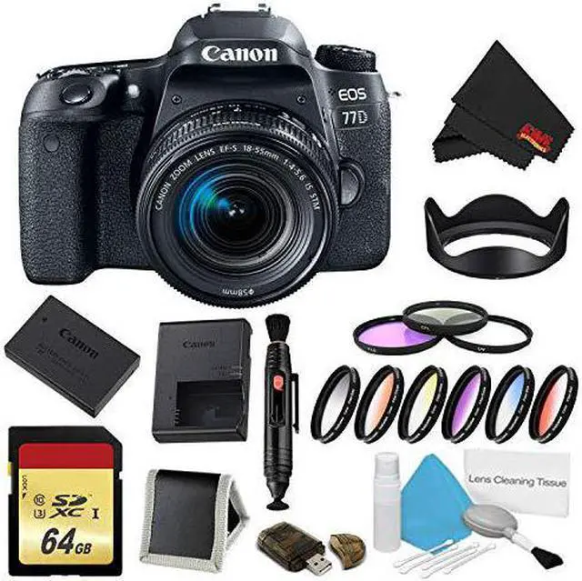 Alt view image 4 of 4 - Canon EOS 77D DSLR Camera with 18-55mm Lens Bundle w/ 9 Piece Filter & Memory Kit (Intl Model)