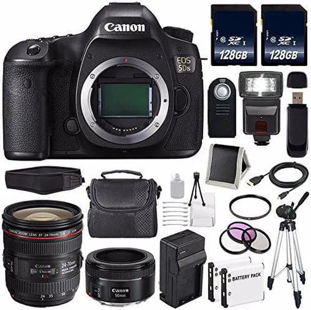 Alt view image 2 of 2 - Canon EOS 5DS DSLR Camera (International Model) 0581C002 + EF 24-70mm f/4L IS Lens + EF 50mm f/1.8 STM Lens Bundle