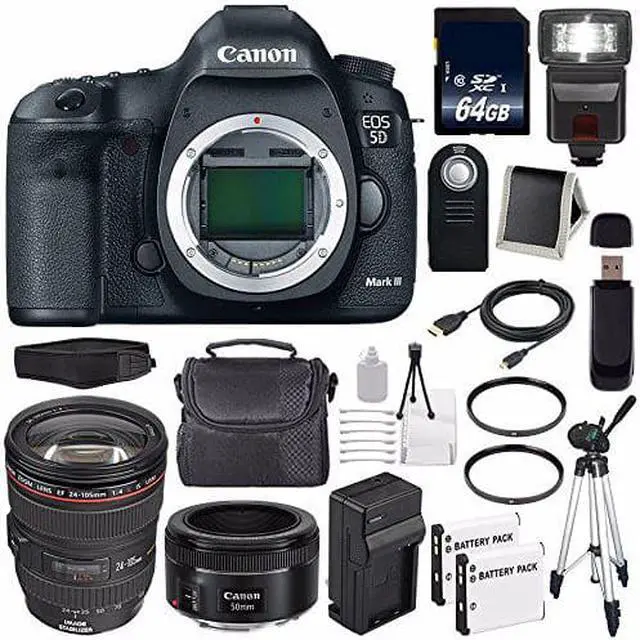 Alt view image 2 of 2 - Canon EOD 5D III Digital Camera International Model + Canon EF 24-70mm f/4L IS USM Lens + 64GB Card Bundle