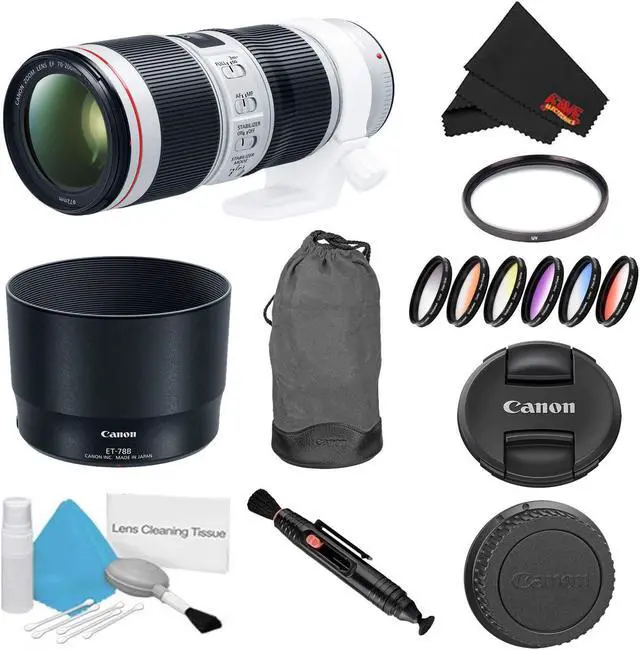 Alt view image 2 of 4 - Canon EF 70-200mm f/4L IS II USM Lens Bundle w/ UV Filter and Color Multicoated 6 Piece Filter Kit (Intl Model)