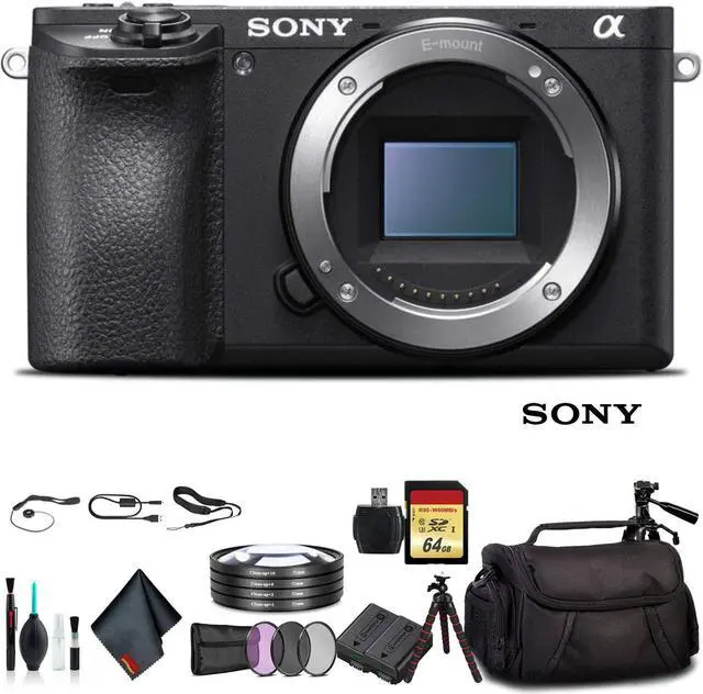 Main image of Sony Alpha a6500 Mirrorless Camera ILCE6500/B With Soft Bag, Tripod, Additional Battery, 64GB Memory Card, Card Reader , Plus Essential Accessories