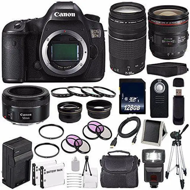 Alt view image 2 of 2 - Canon EOS 5DS DSLR Camera (International Model) 0581C002 + EF 24-70mm f/4L IS USM Lens + Canon EF 75-300 III Bundle