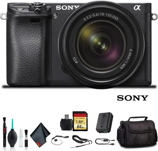 Main image of Sony Alpha a6500 Mirrorless Camera with 16-50mm Lens ILCE6500KIT With Soft Bag, 64GB Memory Card, Card Reader , Plus Essential Accessories
