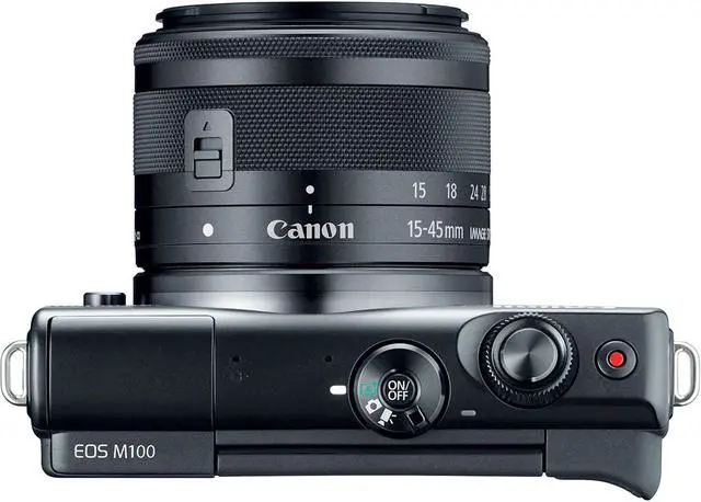 Alt view image 3 of 4 - Canon EOS M100 Mirrorless Digital Camera (Black) with 15-45mm Lens + UV FLD CPL Filter Kit + 4 PC Macro Kit + Wide Angle & Telephoto Lens + Camera Case + Tripod + Card Reader - International Version