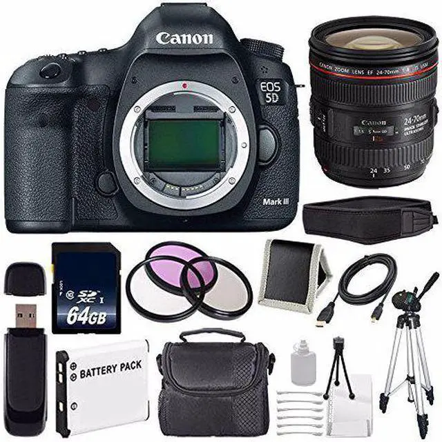 Alt view image 3 of 9 - Canon EOD 5D III Digital Camera International Model + Canon EF 24-70mm f/4L IS USM Lens + LP-E6 Battery Bundle