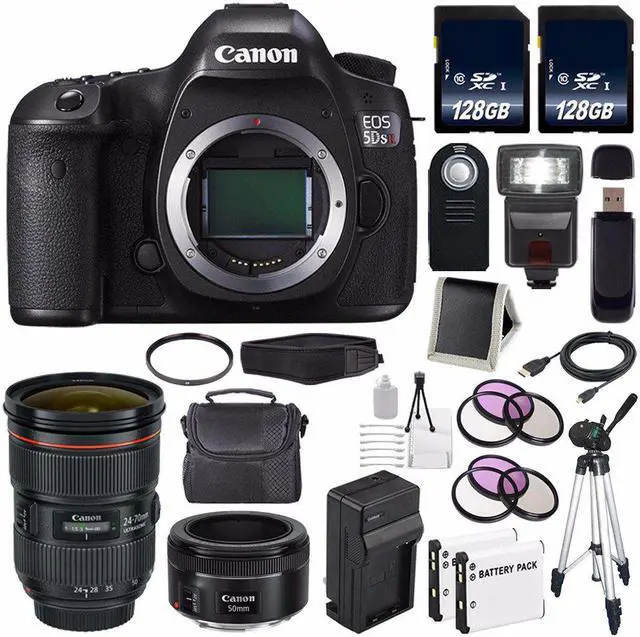 Main image of Canon EOS 5DS R DSLR Camera (International Model) 0582C002 + EF 50mm f/1.8 STM Lens + 128GB SDXC Card Bundle