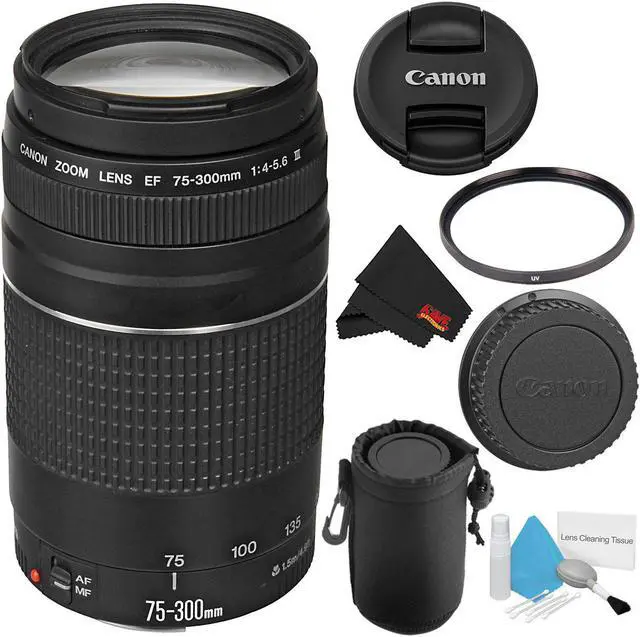 Main image of Canon EF 75-300mm f/4-5.6 III Telephoto Zoom Lens 6473A003 + Deluxe Lens Pouch + Deluxe Cleaning Kit + Microfiber Cloth