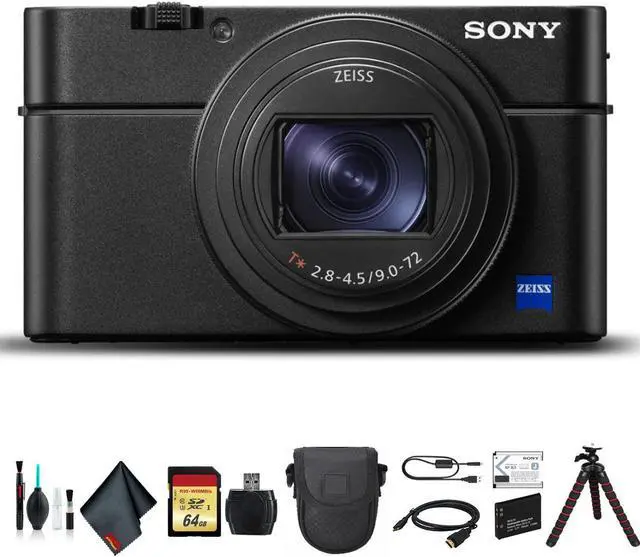 Main image of Sony Cyber-shot DSC-RX100 VI Camera DSCRX100M6/B With Soft Bag, Tripod, Additional Battery, 64GB Memory Card, Card Reader , Plus Essential Accessories