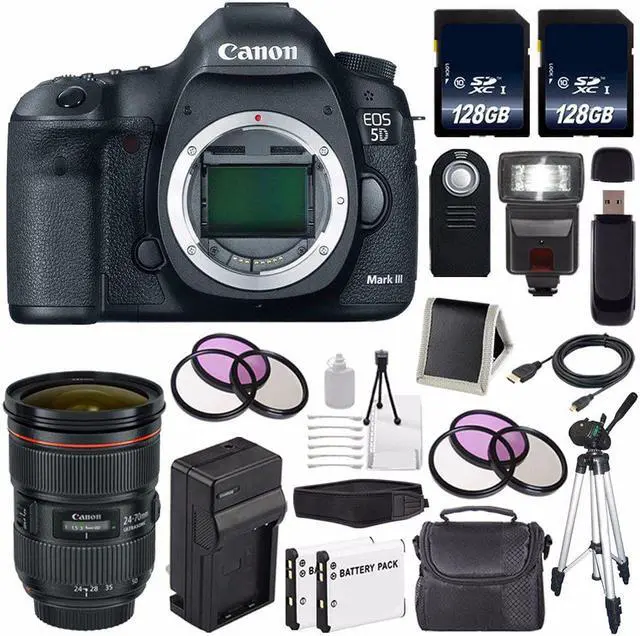 Main image of Canon EOD 5D III Digital Camera International Model + Canon EF 24-70mm f/2.8L II USM Lens + 128GB SDXC Card Bundle